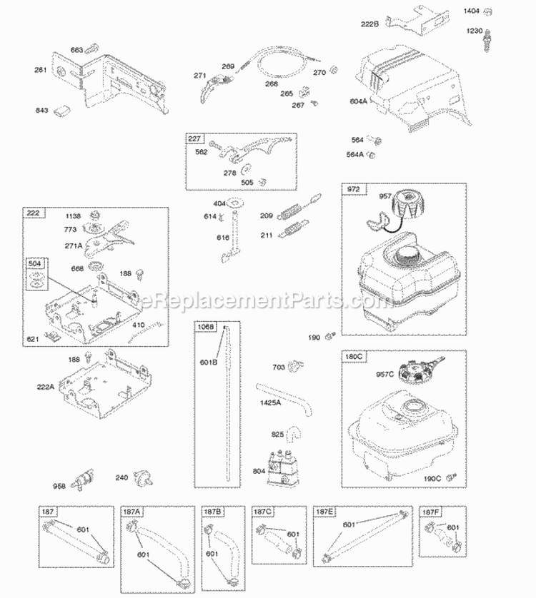 Controls Fuel Supply Governor Spring Diagram and Parts List for 21S232-1110-F1  Briggs and Stratton Engine